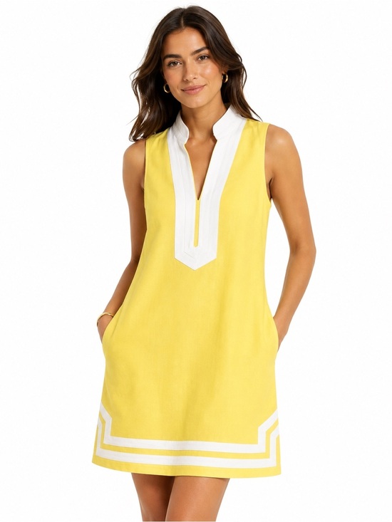 Eliza J Dresses & Skirts - NWT Eliza J Vibrant Yellow Linen Blend Mandarin Collar Sheath Dress 6